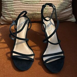 NEW Sam Edelman Delanie Black Suede Strappy Heeled Sandal 6.5